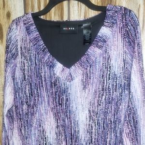 Axcess womans sheer sleeve Vneck blouse